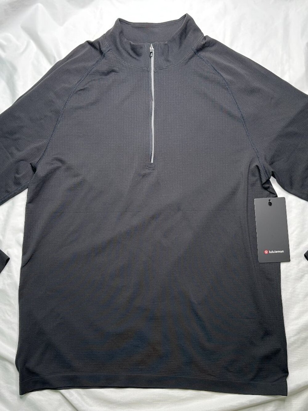 Lululemon Mens Large Metal Vent Tech 1/2 Zip Black Training Running Stretch NWT